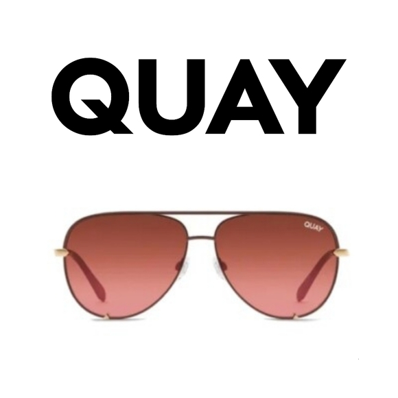 Quay - High Mini - Bronze Frame/Brown Pink Lense Aviator Sunglasses - Rare - Picture 7 of 10